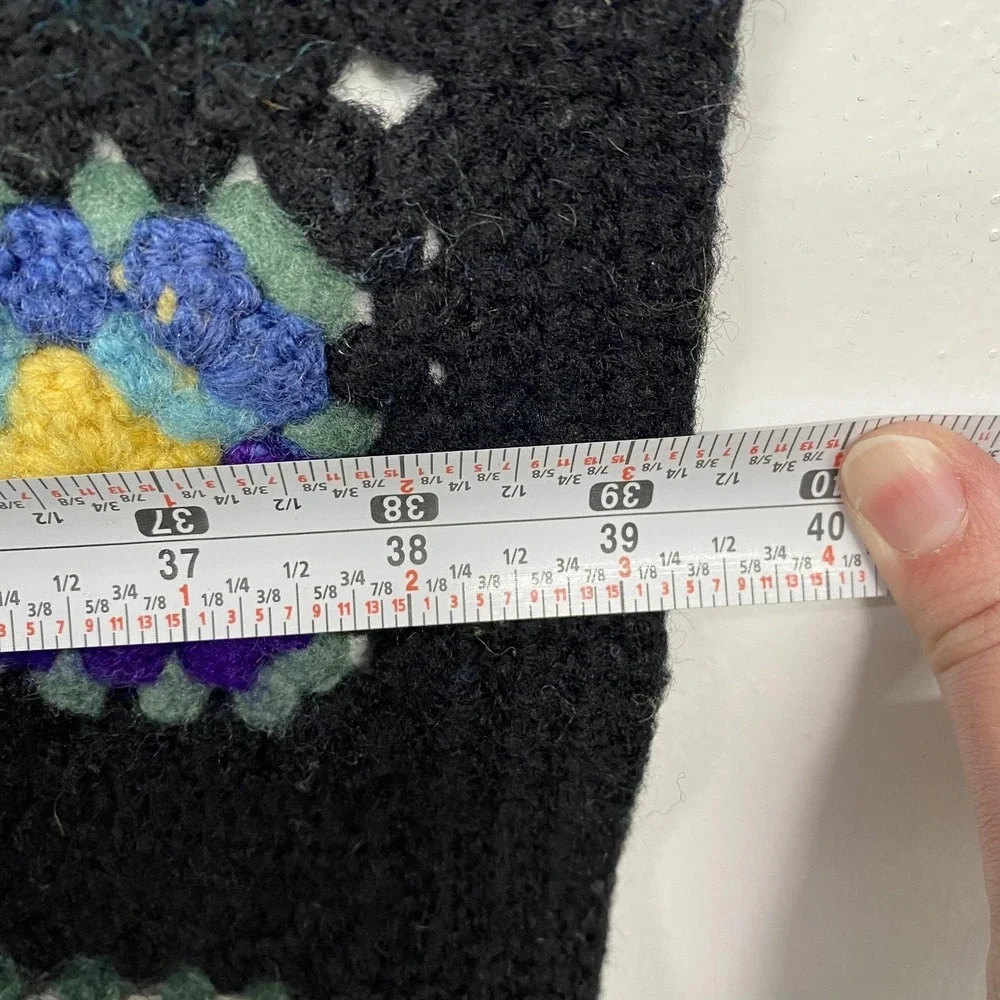 Vintage Berlou Wool Granny Square‎ Throw Blanket Afghan 61.5x39.5 Multicolor